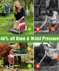 Image showing a 2 In 1 Garden Kneeler And Seat With Thick Soft Pad And Tool Bag Foldable Portable Gardening Stool for weeding and planting.