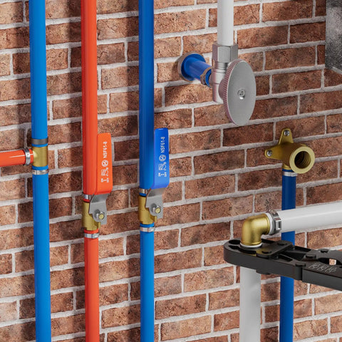 Installation of PEX 3/4 inch tubing with Pack Of 4 Pex 3/4 Inch To 3/4 Inch Male NPT Brass Crimp Fittings Adapter For Pex Tubing.