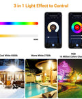 Control interface of 4 Pack Smart LED Flood Lights 20W RGBCW Color Changing Outdoor Flood Lights 2700K To 6500K IP65 Waterproof with apps.