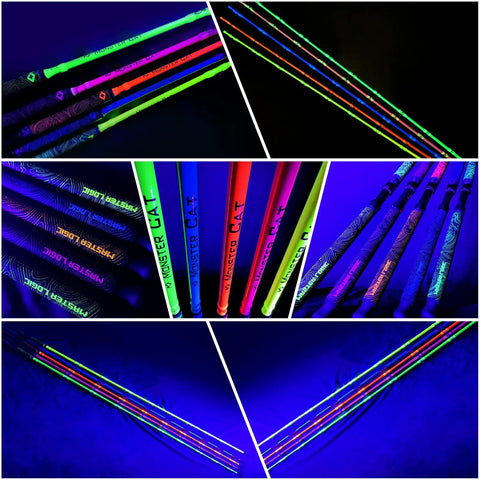 Beast Catfish Rod, 7 Ft, Medium Heavy, One Piece, Glow in the Dark Night Fishing Ready, S-Glass and Carbon Graphite Blend