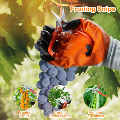 All In One Workhorse Pruning Shears Set For Pro Garden Work Bypass Pruning Shears Garden Scissors Pruning Snips in use on grapes