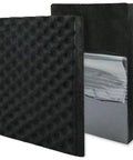Hella Thick One Point Eight Inch Closed Cell Soundproofing Foam Egg Crate Acoustic Panels Peel And Stick For Walls DIY Noise Blocking Thermal Insulation Real Good Value Black, two black foam panels.