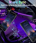 Car Interior LED Strip Lights With USB Power 5V Ambient Mood Lighting And App Control Remote Music Sync Color Changing Beads