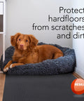 Embossed Wide Rib Waterproof Vinyl Floor Runner With Non Slip Backing Heavy Duty Protector Mat in hallway with dog bed