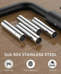 Close-up of SUS 304 stainless steel tubes with droplets and matte black faucet showcasing Top Shelf Compact Kitchen Faucet With Pull Down Sprayer And Rock Solid Stainless Steel Build Matte Black Finish Heavy Duty Design For Tiny Countertops.