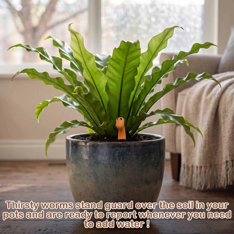 Six Inch Ceramic Worm Shaped Moisture Meter Set Of Six For Plants A Dope Yet Practical Way To Check Soil Humidity In Potting Mix Cute Color Hat Design Durable Plant Water Meters For Home Garden Care, orange worm meter in potted plant