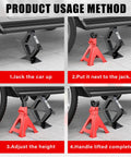 Usage method for Heavy Duty Red Jack Stands Set 3 Ton Capacity 6000 Lbs Self Locking Ratchet Steel Pyramid Base Adjustable Height