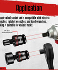 Three-Eighths Inch Drive Shallow Impact Universal Joint Socket Set, 15-Piece, Metric Swivel Sockets on electric wrench