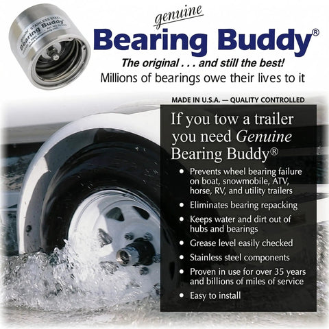 Stainless Steel Bearing Protector for 2.047 Inch Inside Diameter Hubs, USA Made, showing trailer wheel with water splash