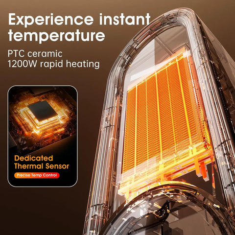 Portable Indoor Space Heater With 1200W PTC Ceramic Rapid Heating showing thermal sensor