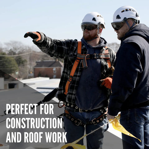 Workers wearing Warthog MAXX Side D-Ring Fall Protection Safety Harness With Removable Safety Belt, Full Body Harness For Construction, X-Small