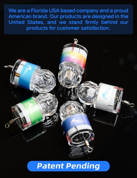 Two Pack Deep Drop Water Activated LED Fishing Lamp For Swordfish Deep Sea Angling 10mm LED Beads Display with Patent Pending