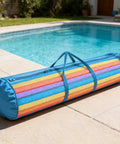 Blue Oxford Mesh Pool Noodle Storage Bag With Zipper Grab And Go Portable Swim Toy Organizer by poolside