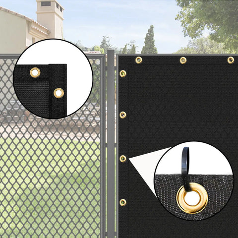 Outdoor Balcony Privacy Screen For Fences 3 By 16 Feet UV Resistant Shade Cover With Ties Durable HDPE Black in use