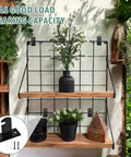 26 Piece Gridwall Mount Brackets Black With Screws And Wall Anchors, holding shelves in home display with plants