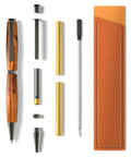 Ten Pack Woodturning Pen Kits Titanium Silver Finish With Bonus Ten Covers And Dope Black Ink Ballpoint shown disassembled