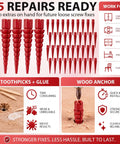 45 Piece Stripped Screw Hole Repair Kit For Wood And Furniture Fixes For Door Hinges And Cabinets Fits Two To Sixteen Wood Screws With Push In Plugs Red DIY Friendly Cabinet Doors Drawers And Furniture Repair Anchors, red wood anchors