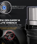 Close-up of Heavy Duty Oil Filter Wrench With 64mm 14 Flute Aluminum Cartridge Removal Tool, highlighting secure grip feature.