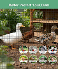 Heavy Duty Black Vinyl Coated Hardware Cloth One Inch Square Mesh Galvanized Steel Wire used to protect ducks and gardens against wildlife.