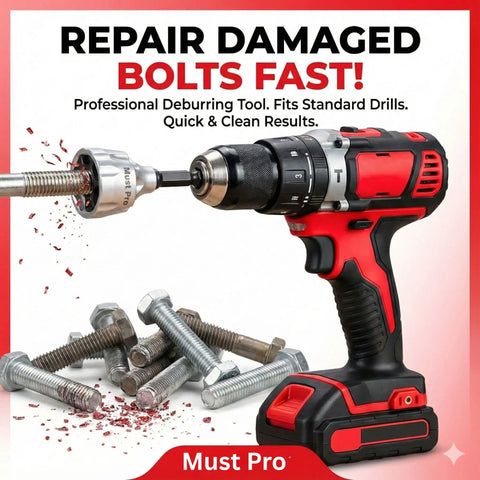 Drill using All Thread Repair Bit For Drill And Chamfering Deburring External Chamfer Tool, Thread Cleaner for bolts, studs.