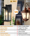 Comparison of Bad Boy 13 Inch Dusk To Dawn Sensor Outdoor Wall Lights Large Wall Sconce against inferior lanterns.