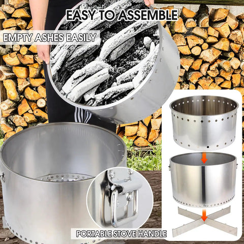 Smokeless Fire Pit For Campfires And Chill 20.5 Inch Wood Burning Camping Stove With Removable Stand And Ash Pan