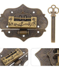 Old School Vintage Hasp Lock With Key And Screws for Jewelry Boxes and Storage Chests Zinc Alloy Sturdy Metal Latch