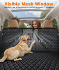 4 In 1 Dog Car Seat Cover For Back Seat Paw Proof Waterproof Hammock With Mesh Window And Side Flaps showcasing mesh window in car