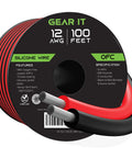 12 Gauge Bonded Silicone Wire 100 Ft Black Red 2 Conductor Hookup Cable For RC Battery Leads ESC LiPo Low Voltage DC 600V