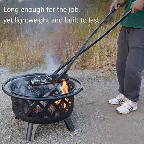 40 Inch Fire Tongs For Fire Pit Heavy Duty Firewood Grabber Tool Metal Log Grabber For Large Logs Rustproof Safely Moves Firewood At Outdoor Bonfires Campfires And Backyard Gatherings