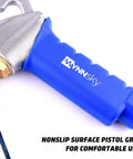 Pro Grade High Flow Air Blow Gun Kit with blue nonslip pistol grip handle and silver nozzle for shop use