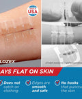 Emergency Laceration Closure Kit With Three Individually Packaged Closures for Quick Wound Repair Without Stitches in use on skin