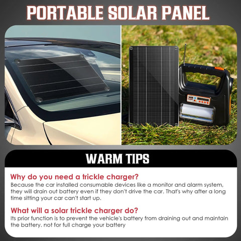 10W 12V Solar Car Battery Charger And Maintainer Waterproof Portable Trickle Charger displayed on car windshield