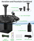 Floating Fountain And Aerator All In One Kit With LED Lights For Ponds Lakes And Water Gardens 1200GPH Pump 30Ft Cord Three Spray Styles