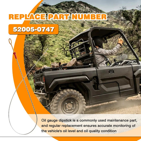 Oil Gauge Dipstick 52005-0747 Replacement For Mule 4000 4010 beside utility vehicle in rugged terrain