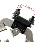 Close-up of Locking Welding Clamp With Swivel V Type Pads And Installing Support For Handheld And Tabletop Use, metal details