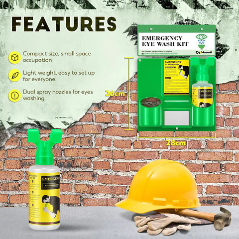 Emergency Eye Wash Station Kit, Portable Wall Mounted Eyewash System With Dual 16.9 Oz Bottles, OSHA Compliant First Aid Gear, Empty Bottles Ready To Refill With Purified Water, Saline, Or Sterile Isotonic Solution