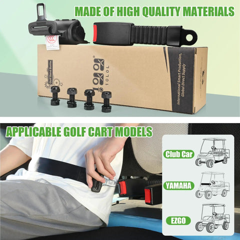 4 Pack Universal Retractable Golf Cart Seat Belts Kit Fits Yamaha Club Car EZGO Go Kart ATV UTV Front Or Rear Seats