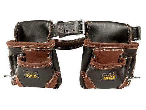 Genuine Leather Framer Tool Belt With 10 Sliding Pouches And 3 Hammer Holders Built Tough For Construction Work All Day Comfort