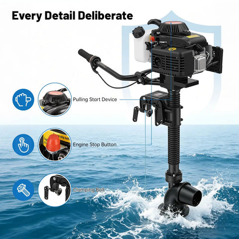Powerful 4 Stroke 4HP Outboard Motor Short Shaft With CDI Ignition And Wind Cooling For Inflatable Boats And Yachts 55CC 5500 RPM Marine Engine