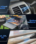 Powerful Compressed Air Duster Electric Blower With 3 Speed Settings And Fast Charging For Computers Keyboards Cars And Home Cleaning A Handy Tool For Dusty Desktops Laptops And Electronics shown cleaning car exhaust, grill, and dust.