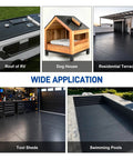 Rock Solid Heavy Duty EPDM Rubber Roofing Roll Featuring Butyl Self Adhesive Foolproof Peel And Install Design For Flat Or Camper Roofs 51 Mil Thick Flexible Waterproof Tight As A Drum Seal 39X33 used on RV, dog house, terraces, tool sheds, and swimming pools.