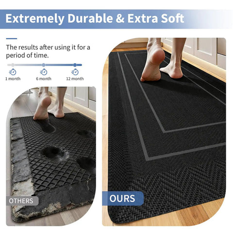 Ridiculously Thick Anti Fatigue Kitchen Mat For Standing Desks And Workstations Waterproof High Density Foam Non Slip Ergonomic Comfort Mat Black 20 By 39 Inches comparison with worn mat