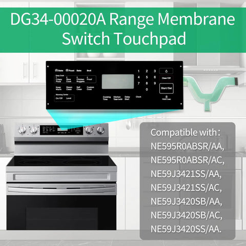 Easy Drop In Membrane Switch Touchpad For Samsung Stove Oven Replacement No Fuss Install Fits models including NE595R0ABSR shown