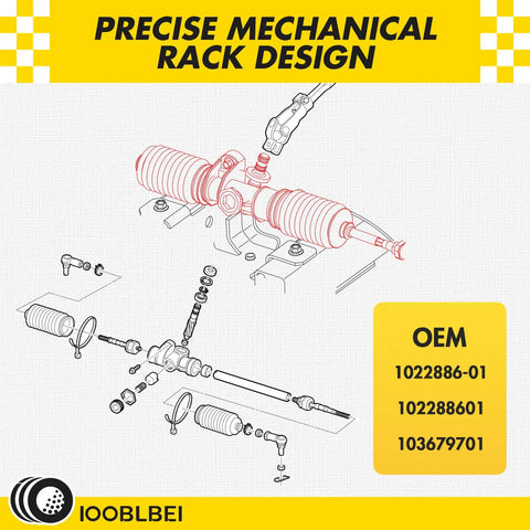 Club Car Precedent Steering Gear Box Assembly Rack Replacement diagram for Precedent Onward Tempo 2004 Up Golf Carts