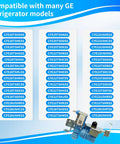 Direct Replacement Refrigerator Water Inlet Valve For GE Refrigerators Ends Ice Maker Headaches And Water Dispenser Issues With Easy Install OEM Equivalent Part shown with model compatibility list