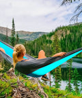 Two Person Double Camping Hammock With Lightweight Parachute Nylon 210T Includes Tree Straps And Carabiners Portable Travel Hammock