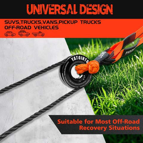 Soft Shackles Recovery Kit with Half Inch By Twenty Two Inch Tow Shackle and Snatch Ring 56000 lbs Capacity for Off Road