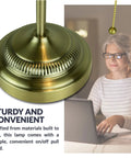 Morgan Antique Green LED Bankers Desk Lamp with on/off pull cord, adjustable arm, energy efficient, perfect for study desk