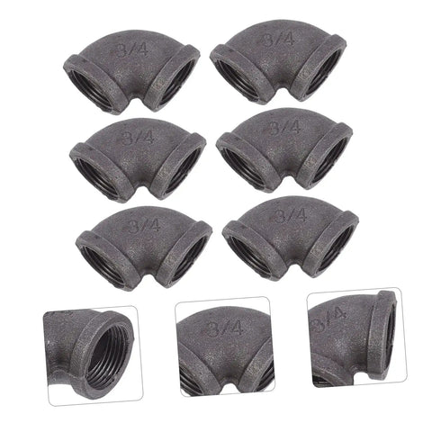 Heavy Duty Black 6 Piece Pipe Fittings Elbow Cast Iron Joint Hose Connector Set Easy Install For Industry And Home Use Durable Iron